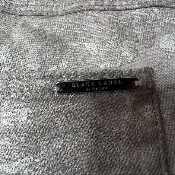 Black Label by Chico's Coated Canvas Denim Slim Straight Jeans Womens size 8 (1) - Picture 5 of 5